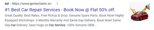 Google Search Ad example